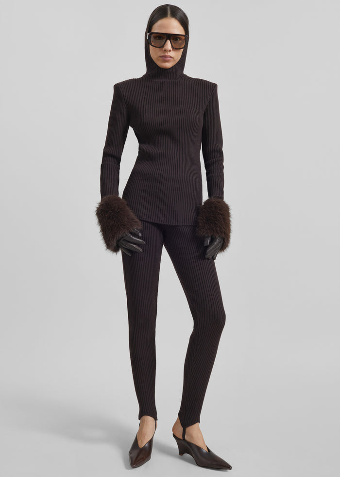 Piuma Knit Stirrup Leggings - Brown