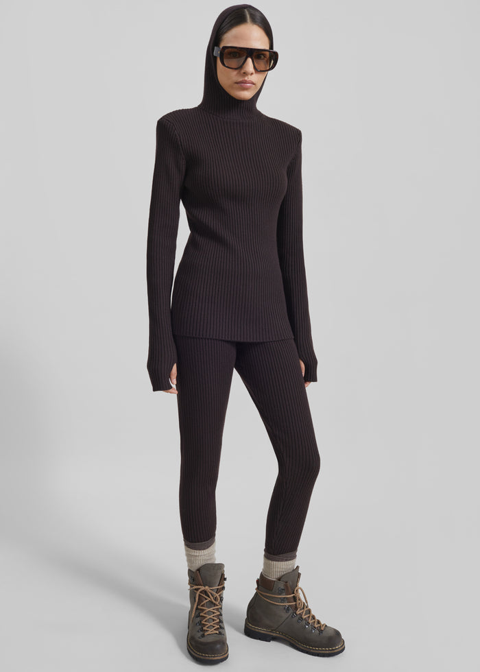 Piuma Knit Stirrup Leggings - Brown
