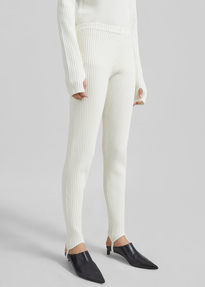 Piuma Knit Stirrup Leggings - White