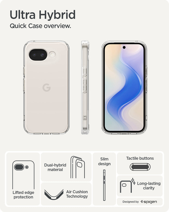 ACS11279 - Pixel 10a Ultra Hybrid in Crystal Clear showing ultra hybrid. quick case overview