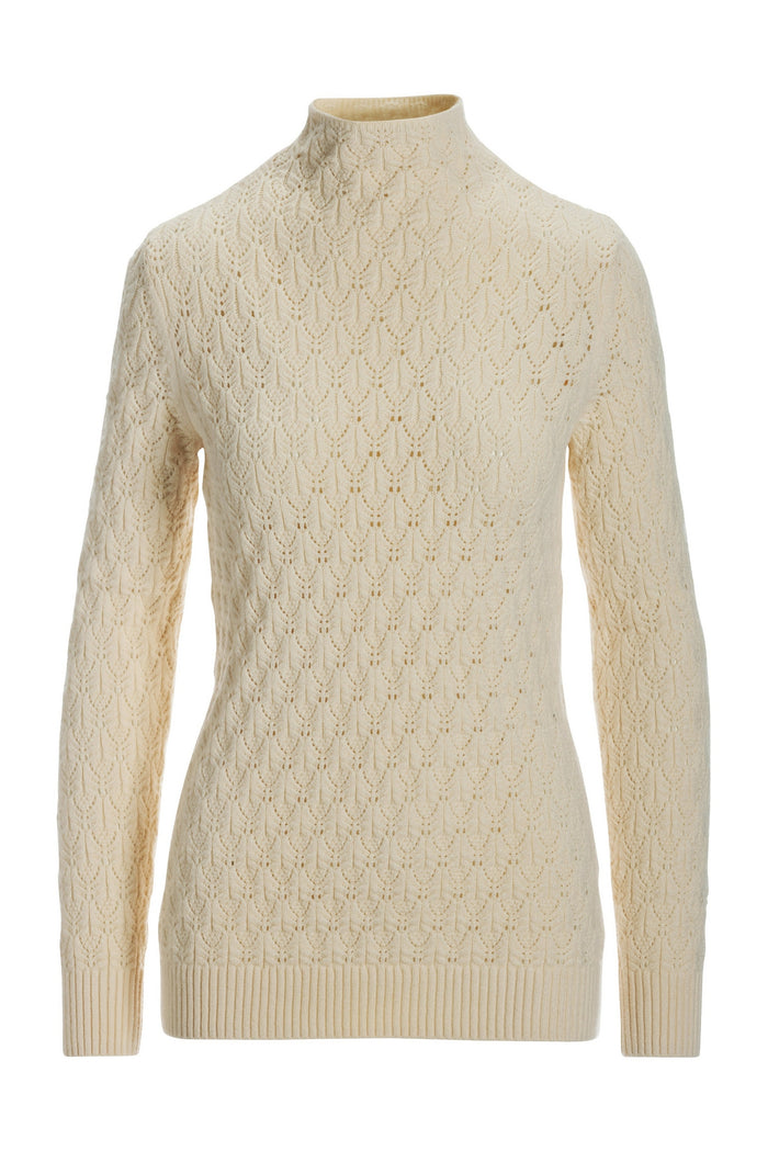 Pointelle Turtleneck Sweater Cream