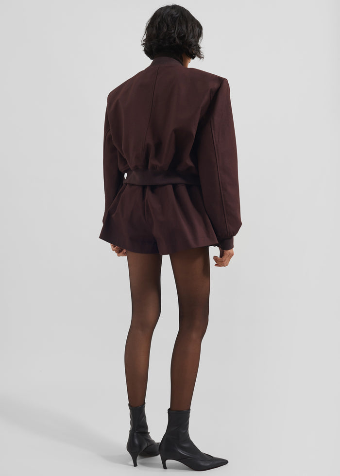 Pomona Crop Bomber Jacket - Burgundy
