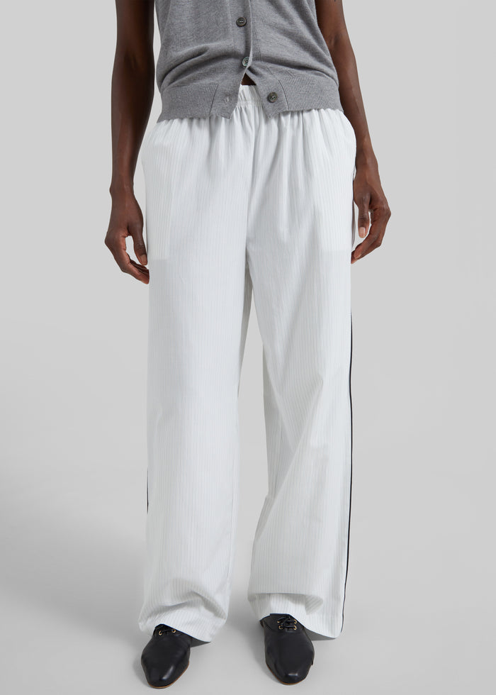 Porto Contrast Piped Pants - White/Black Stripe