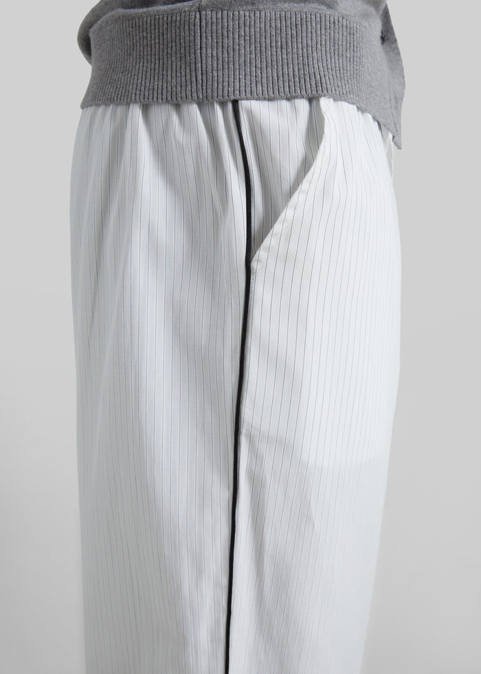 Porto Contrast Piped Pants - White/Black Stripe