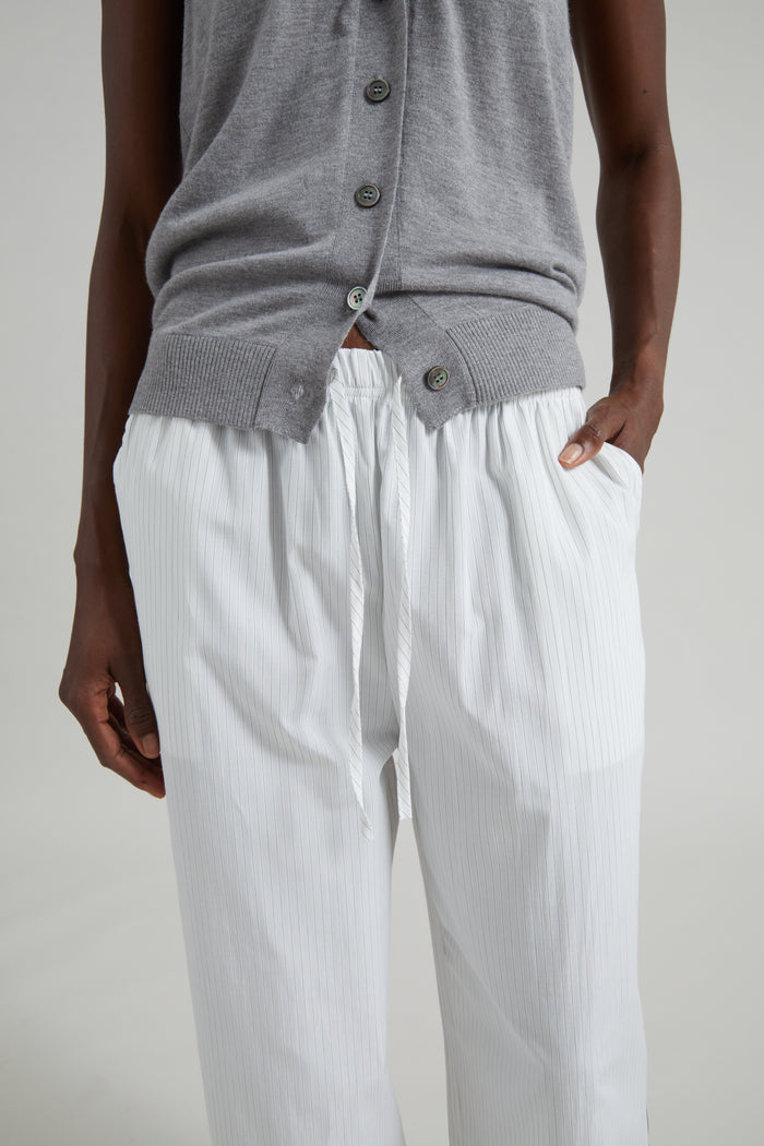 Porto Contrast Piped Pants - White/Black Stripe