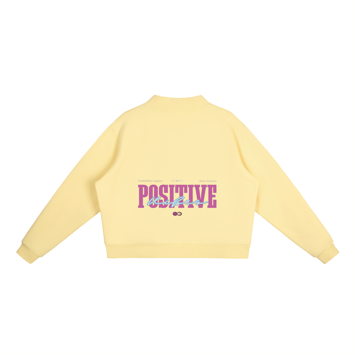 Positive Vibes - Fleece Mock-Neck Crew Sweatshirt