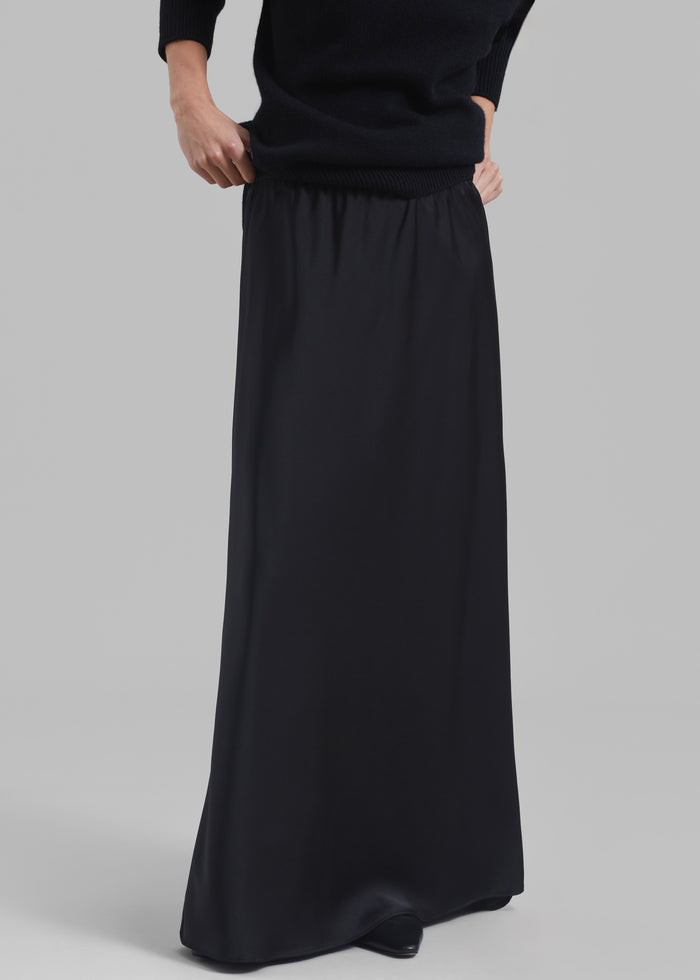 Priscilla Maxi Satin Skirt - Black