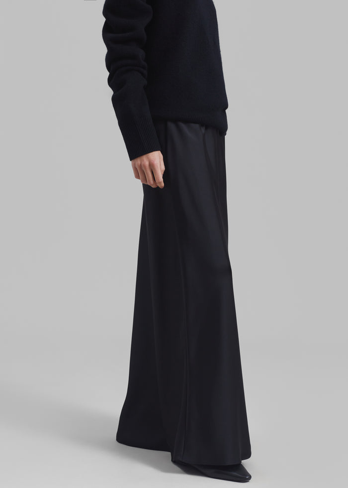 Priscilla Maxi Satin Skirt - Black