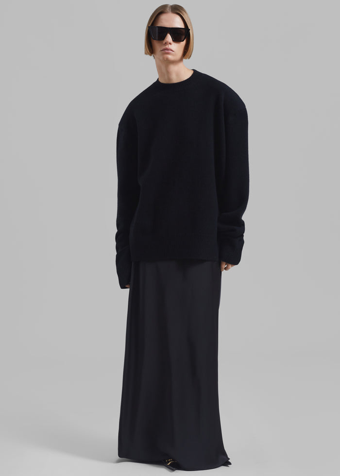 Priscilla Maxi Satin Skirt - Black