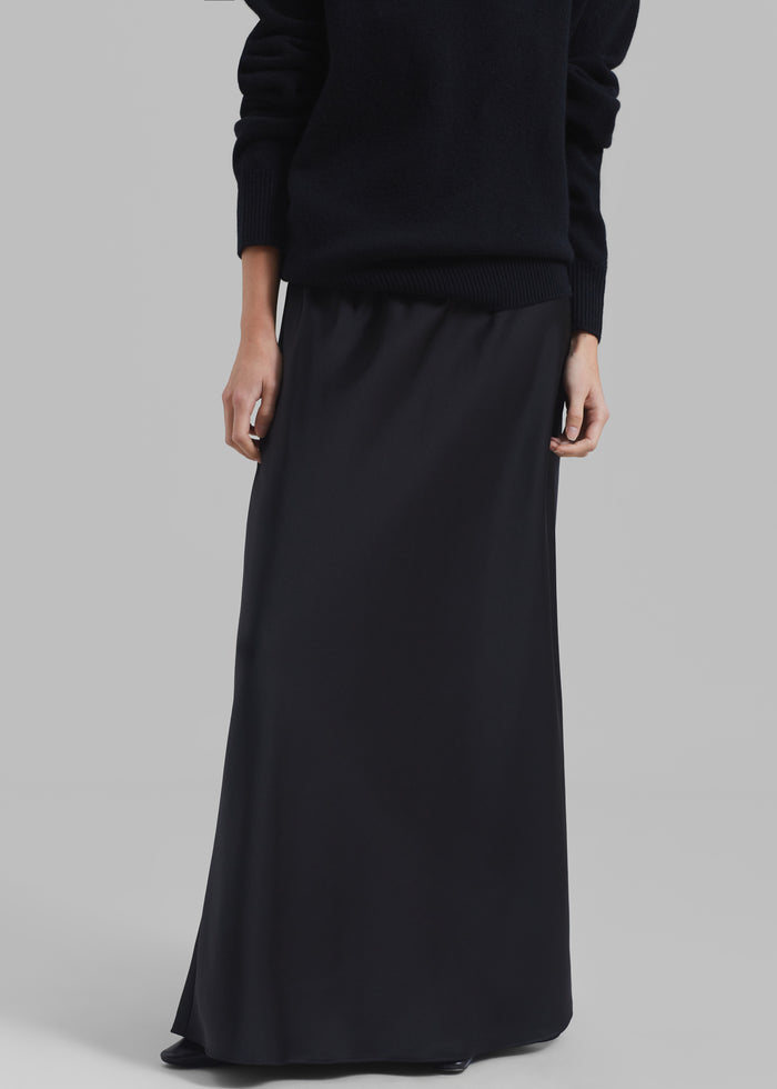 Priscilla Maxi Satin Skirt - Black