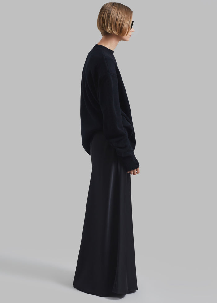Priscilla Maxi Satin Skirt - Black