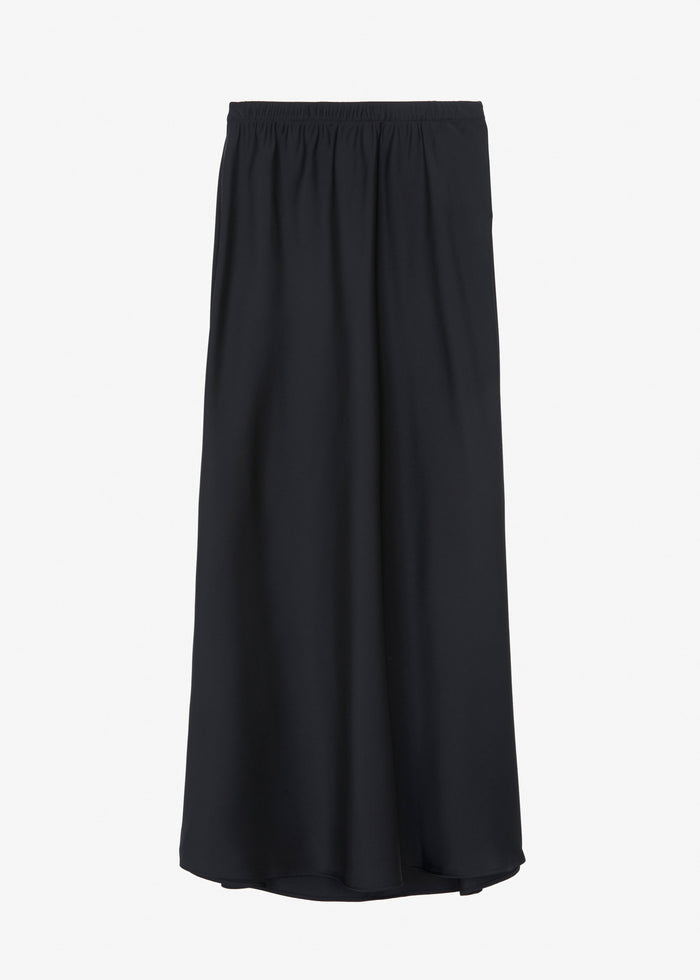 Priscilla Maxi Satin Skirt - Black