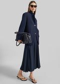 Provence Fluid A-Line Midi Skirt - Navy