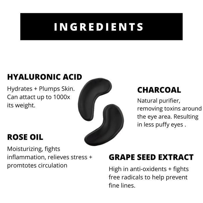 PURE SOL. Beauty  Wake Up Hydrogel Eye Mask Charcoal  + Hyaluronic Acid