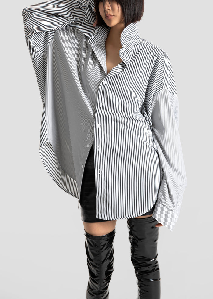 Quillan Button-Down Shirt - White/Black Stripe
