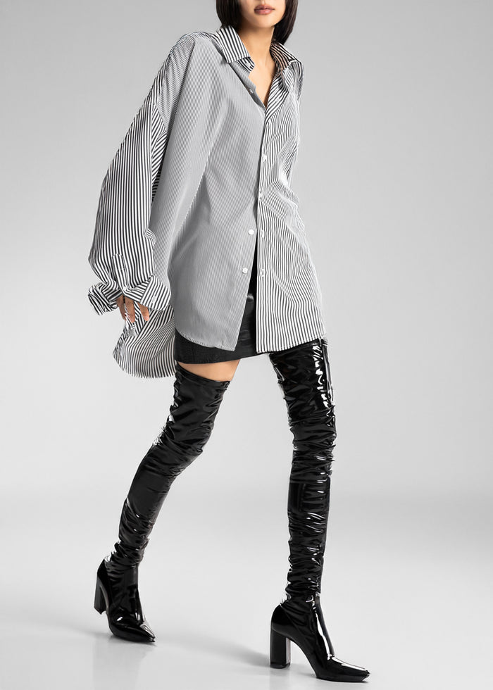 Quillan Button-Down Shirt - White/Black Stripe
