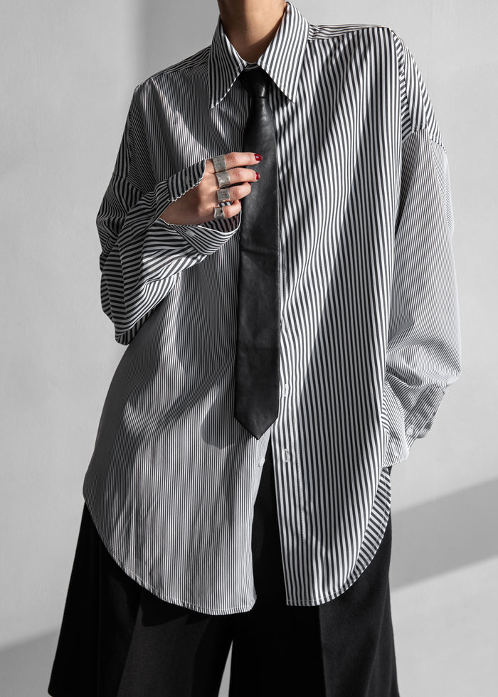 Quillan Button-Down Shirt - White/Black Stripe