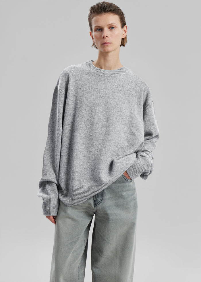Quinton Crew Neck Sweater - Light Grey