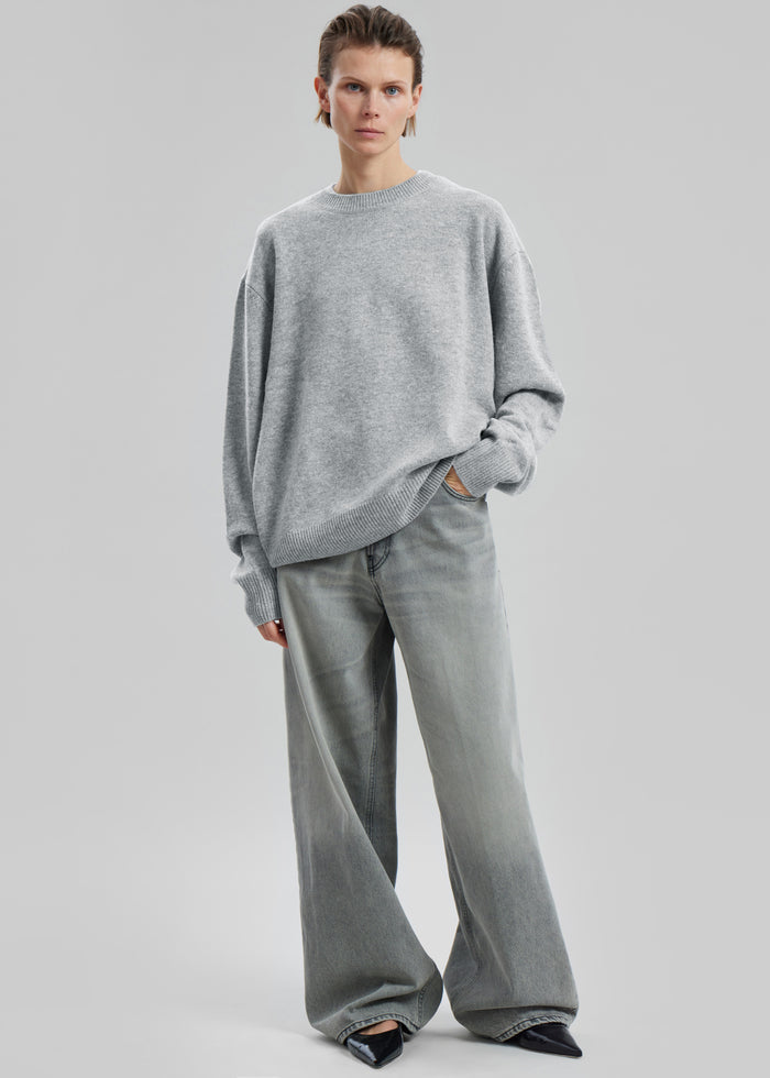 Quinton Crew Neck Sweater - Light Grey
