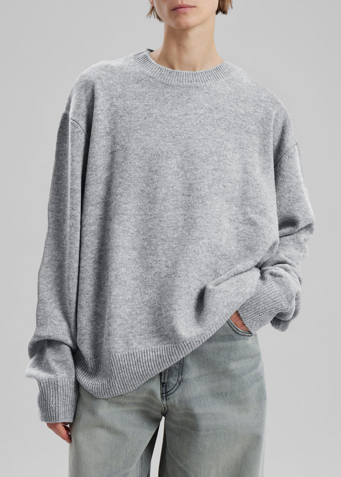 Quinton Crew Neck Sweater - Light Grey