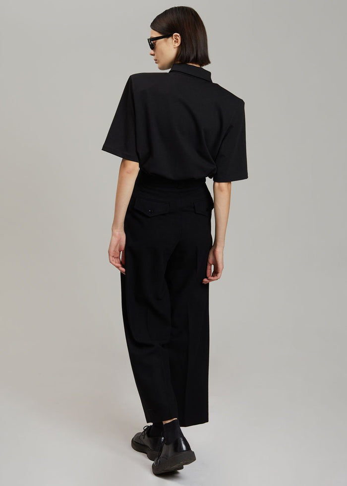 Rane Padded Shoulder Polo - Black top Paper Moon