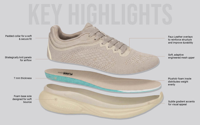 Rapid Breeze Rally Sneakers for Men : Goat engineered mesh sneakers lightweight ecru breathable casual wear side view