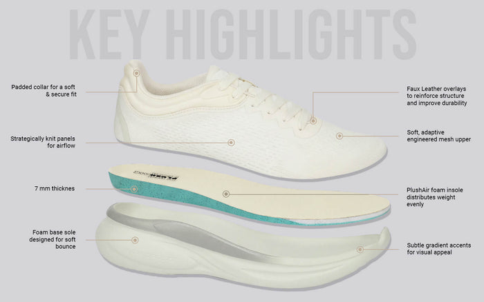 Rapid Breeze Rally Sneakers for Women : Ivory Green soft engineered mesh and faux leather shoes regular fit ivory and green breathable lightweight casual wear side view