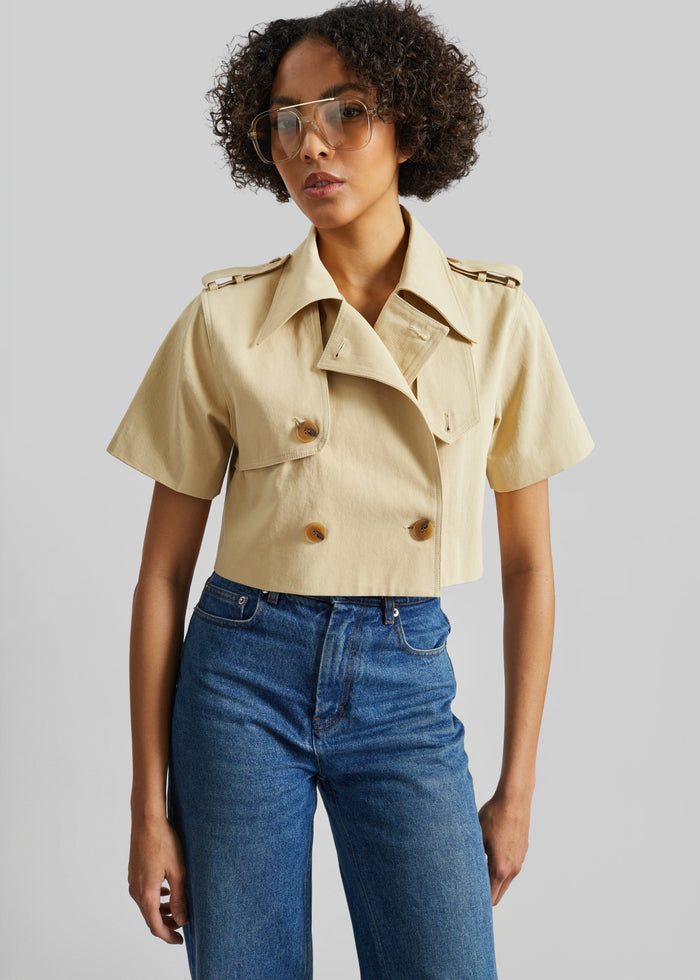 Reiti Cropped Trench Top - Beige