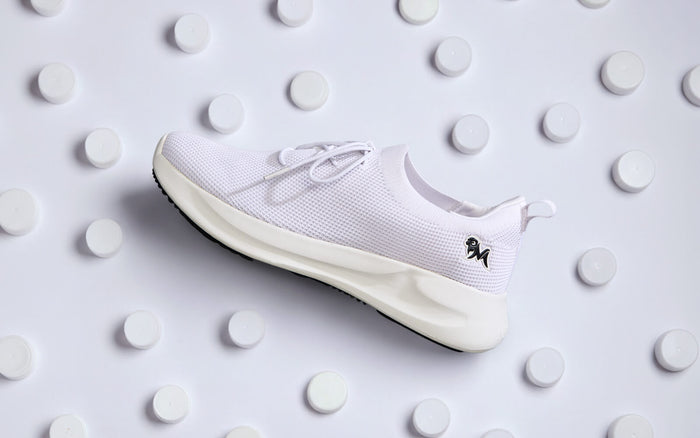 ReLive Knit Sneakers Renew : White knit sneakers casual fit white breathable everyday wear side view
