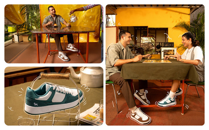Remix Icon : White Green unisex synthetic shoes casual fit white and green color with breathable design everyday wear multiple angles front and side view