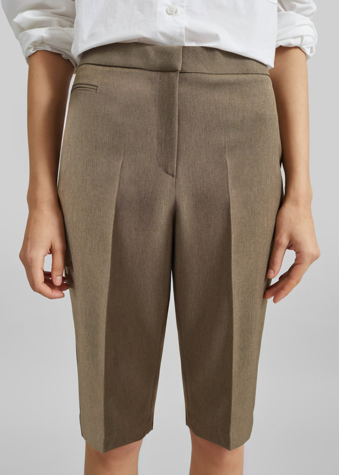 Reva Tailored Bermuda Shorts - Dark Taupe