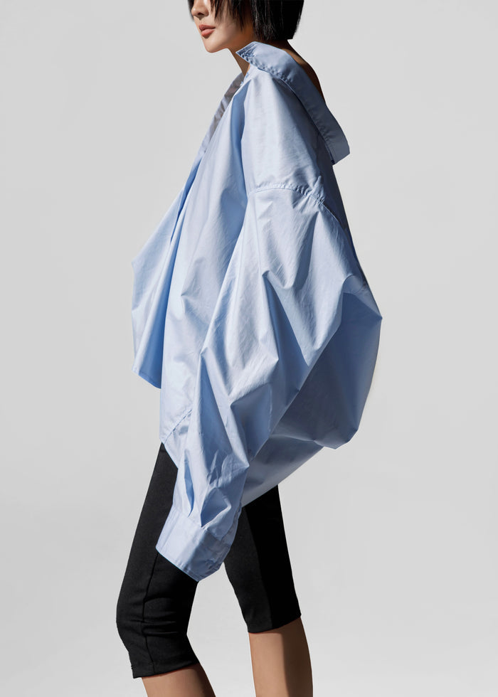 Revel Poplin Oversized Shirt - Sky Blue