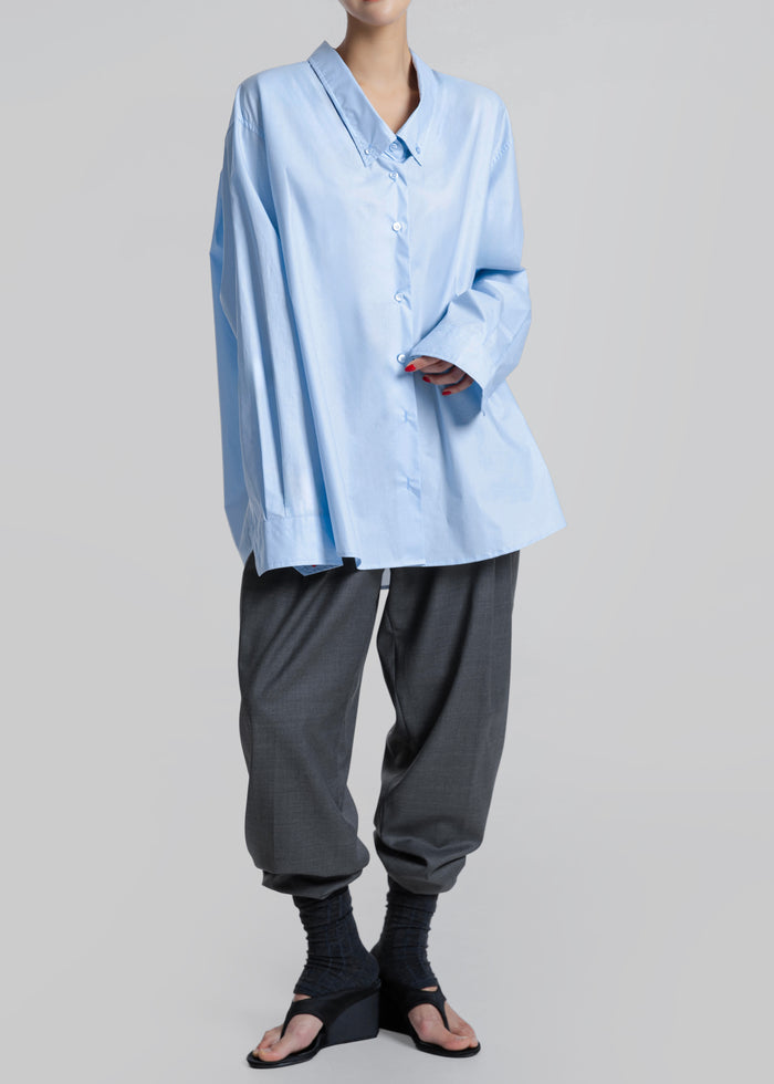 Revel Poplin Oversized Shirt - Sky Blue