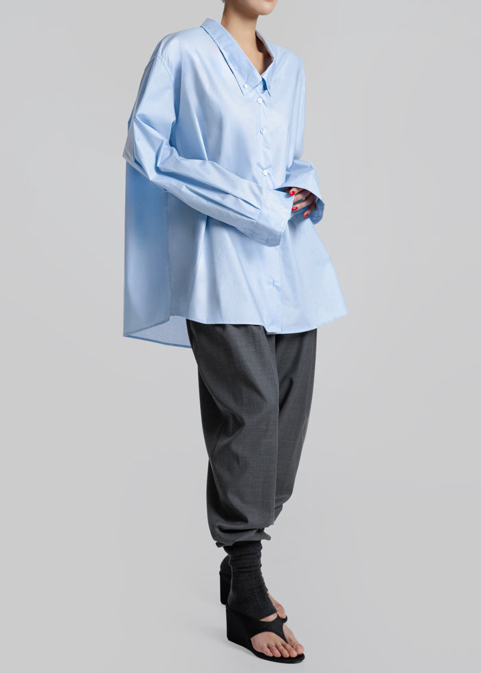 Revel Poplin Oversized Shirt - Sky Blue