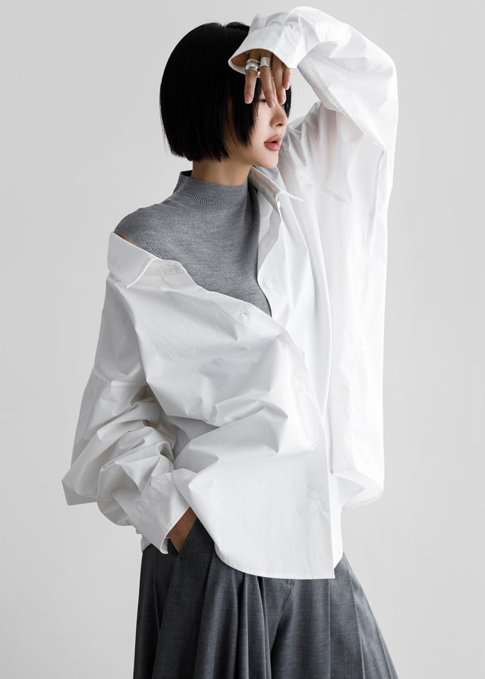 Revel Poplin Oversized Shirt - White