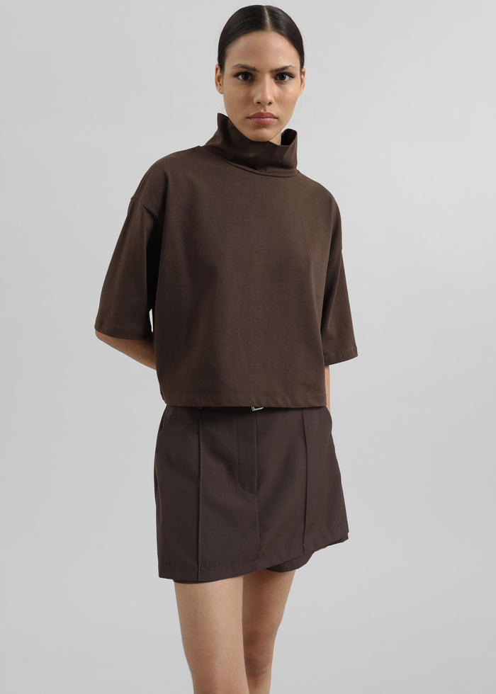 Reza Cropped Tee - Brown