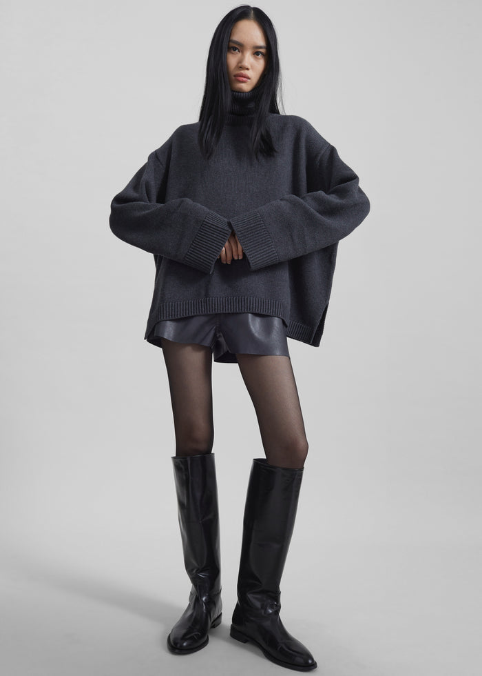 Rhea Trapeze Turtleneck - Charcoal