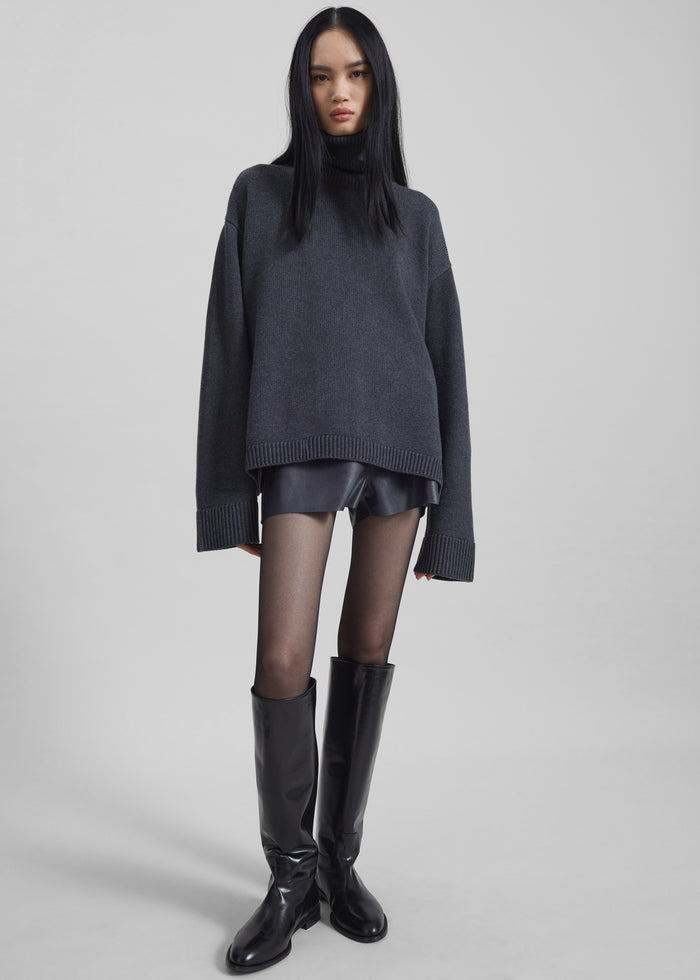 Rhea Trapeze Turtleneck - Charcoal