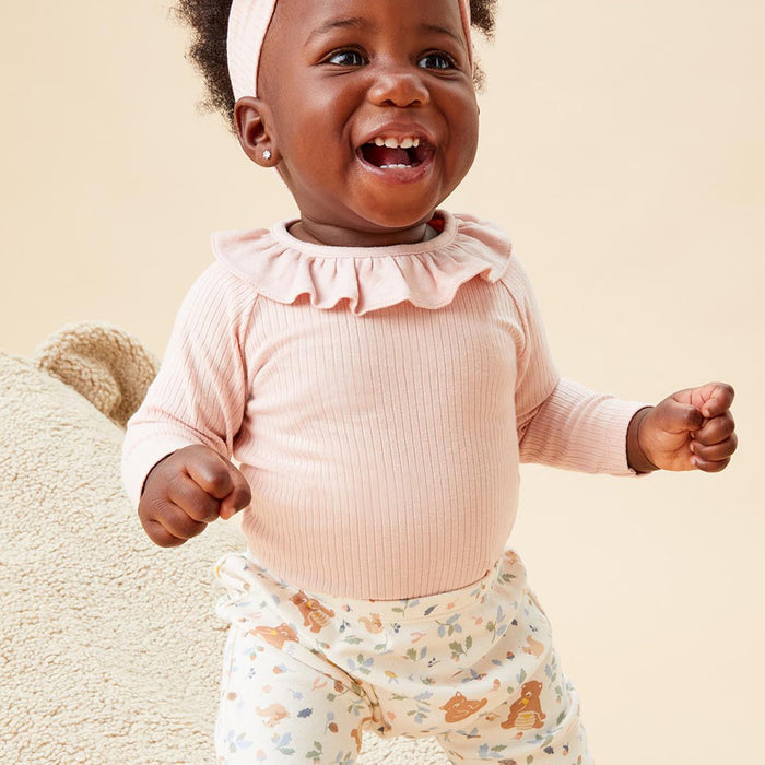 Ribbed Frill Collar Bodysuit - Blush