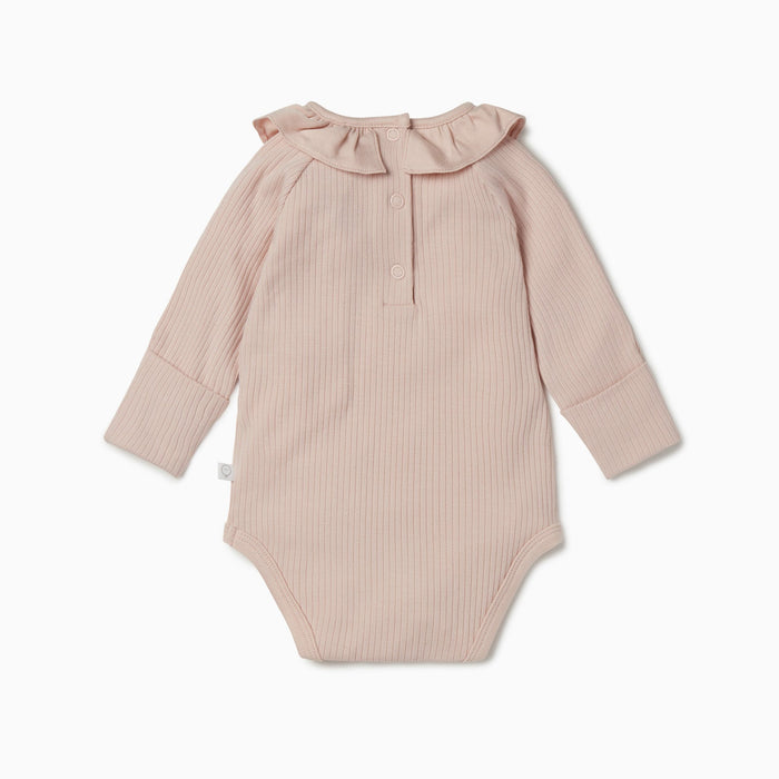 Ribbed Frill Collar Bodysuit - Blush