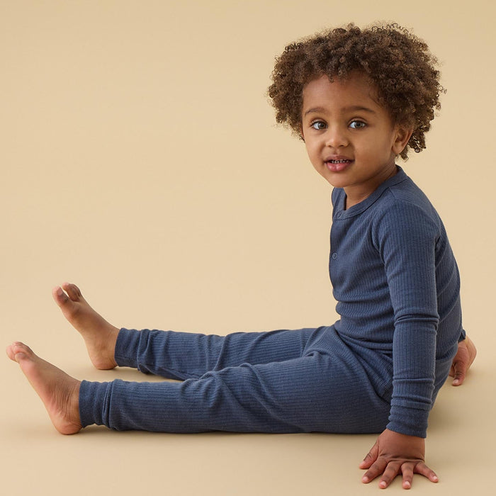 Ribbed Pajama Set - Navy