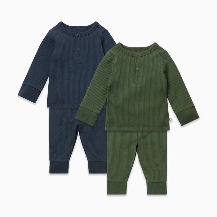 Ribbed Pine & Navy / 0 - 3 M