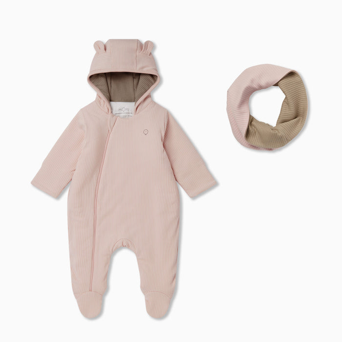 Ribbed Pramsuit & Snood Set