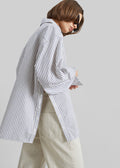Rilly Adjustable Side Slit Shirt - Ivory Multi Stripe