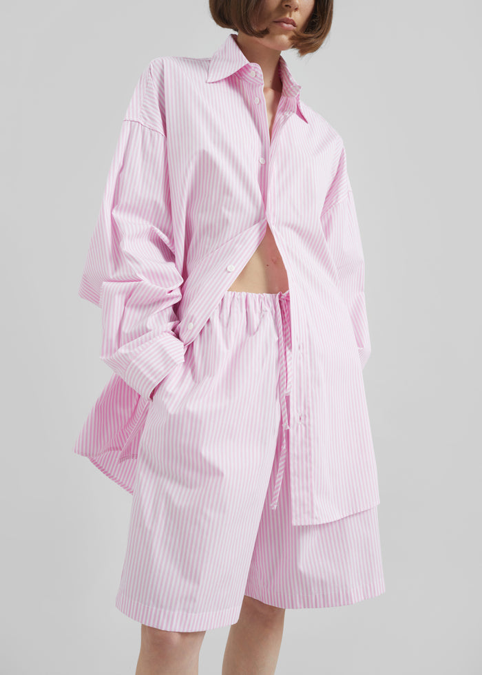 Rimini Bermuda Shorts - Pink/White Stripe