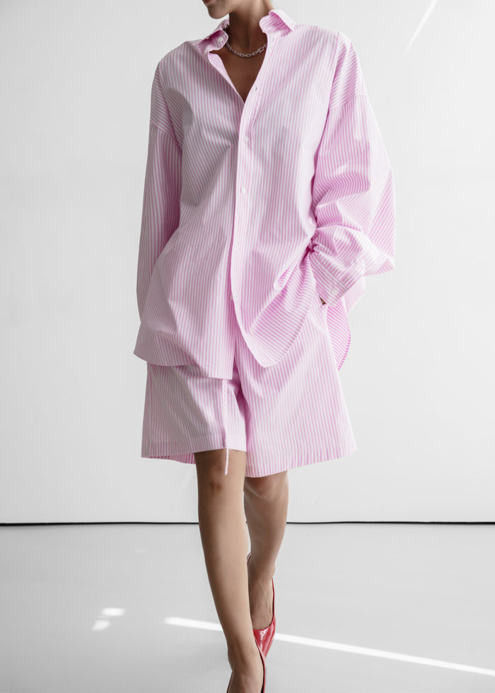 Rimini Bermuda Shorts - Pink/White Stripe