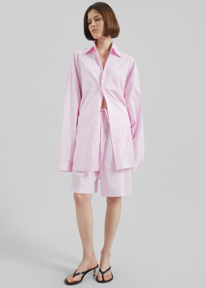 Rimini Bermuda Shorts - Pink/White Stripe