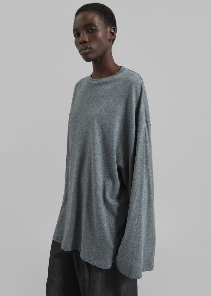 Rio Oversized Sleeve Tee - Dark Grey Melange