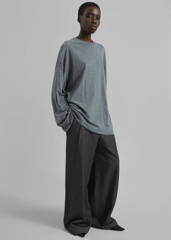 Rio Oversized Sleeve Tee - Dark Grey Melange