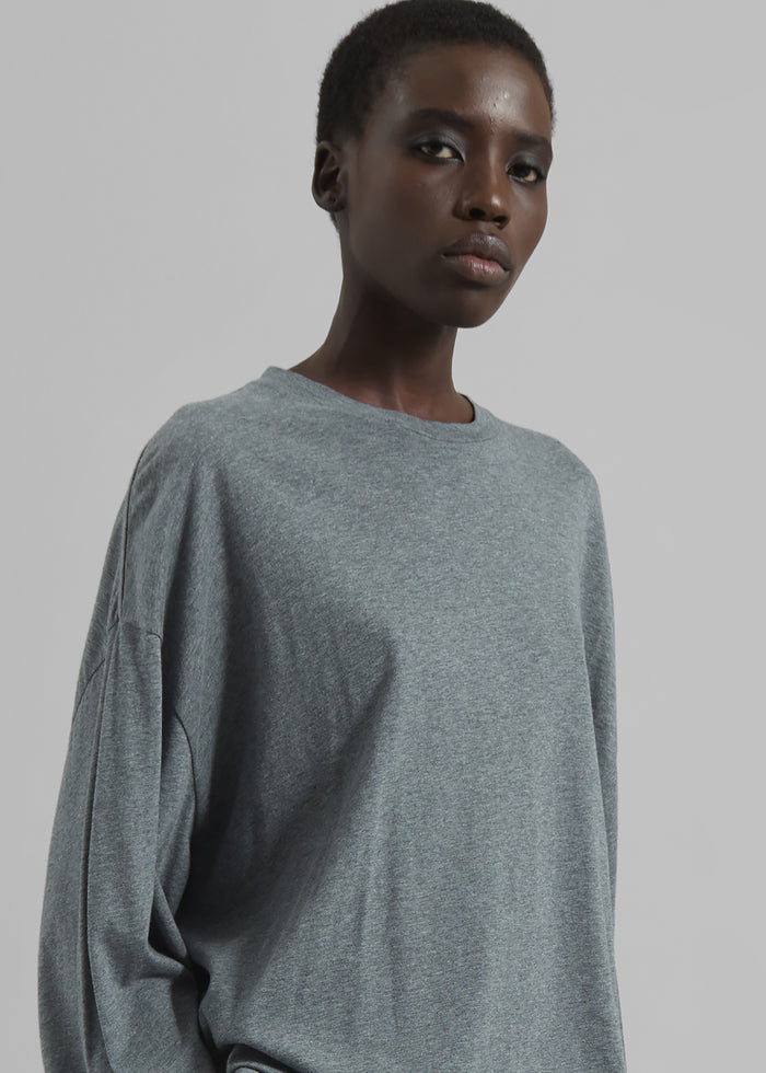 Rio Oversized Sleeve Tee - Dark Grey Melange